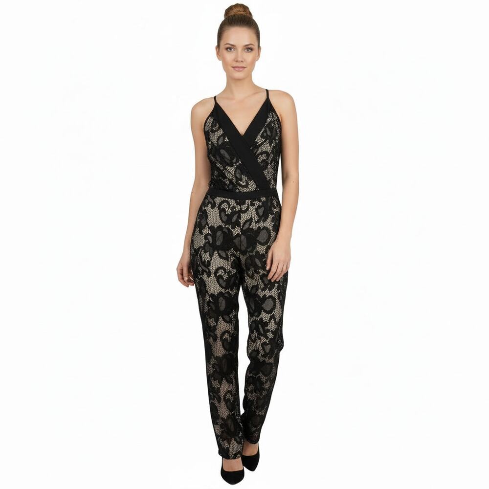 Diane Von Furstenburg Black V-Neck Jumpsuit, XXS/US0